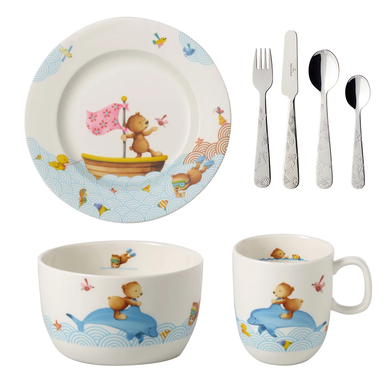 Villeroy & Boch Happy as a Bear lasten astiasto ja aterimet 7 osaa
