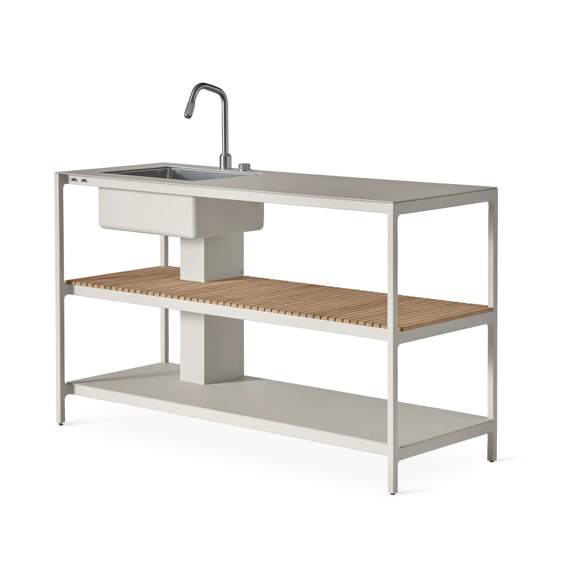 Vipp742 Open-Air keittiömoduuli altaalla, Warm grey, 154x59x93 cm Vipp