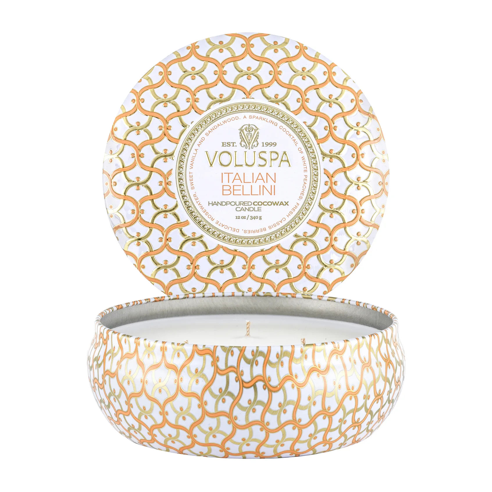 Maison Blanc 3-wick Tin tuoksukynttilä 40 tuntia, Italian Bellini Voluspa