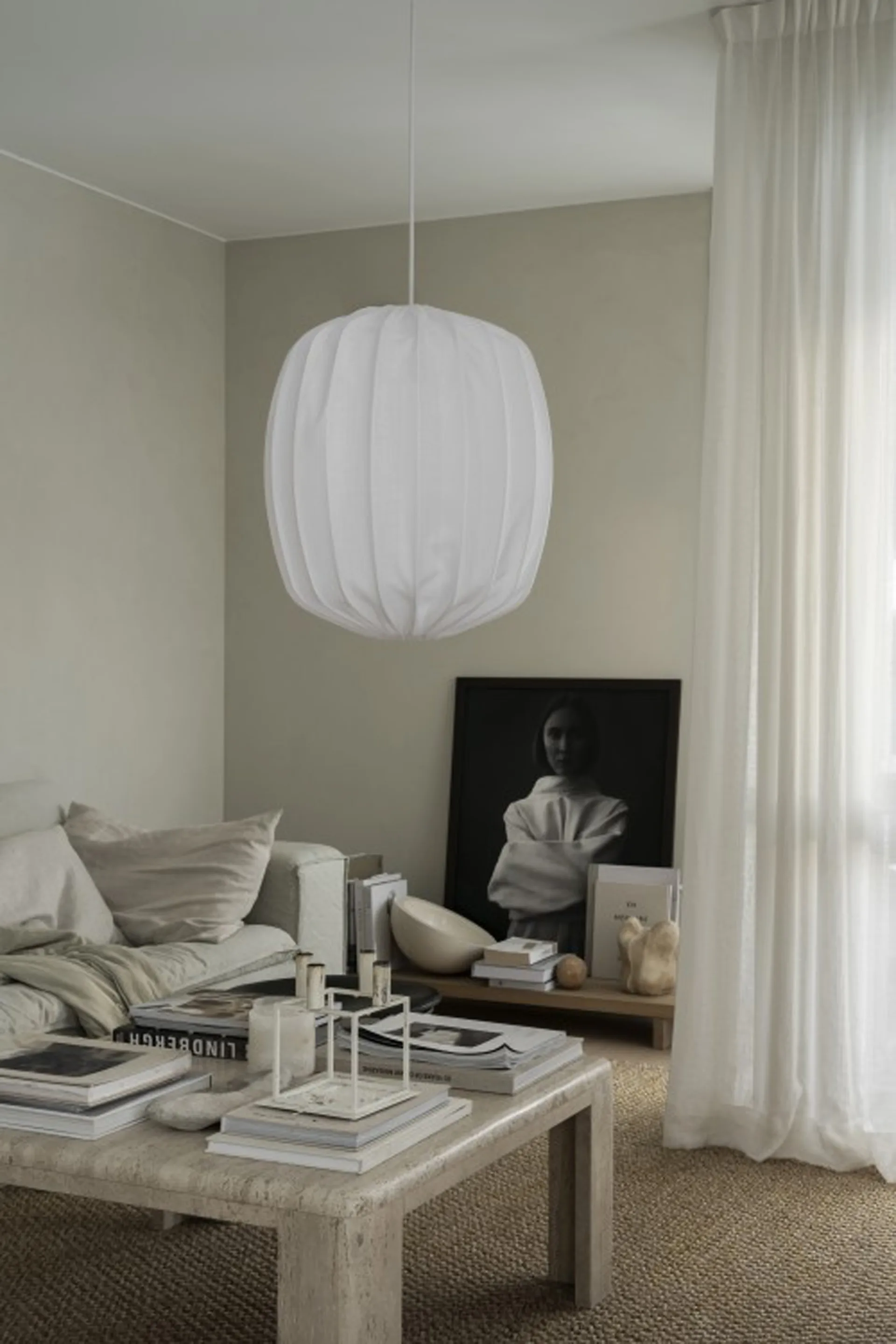 Prisma lampunvarjostin Ø 45 cm pellava, White Watt & Veke