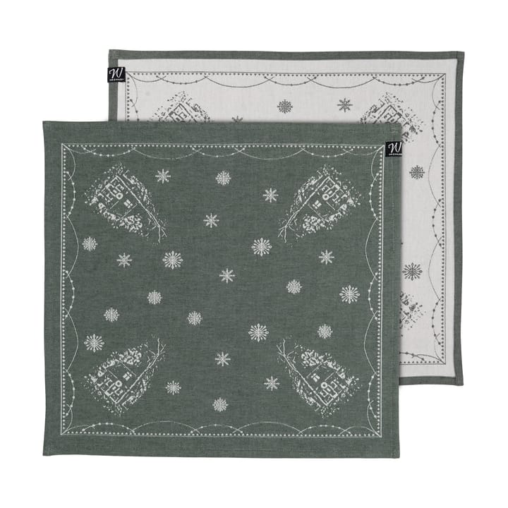Jouluaamun kangaslautasliina 45x45 cm 2-pack - Valko-vihreä - Wik & Walsøe