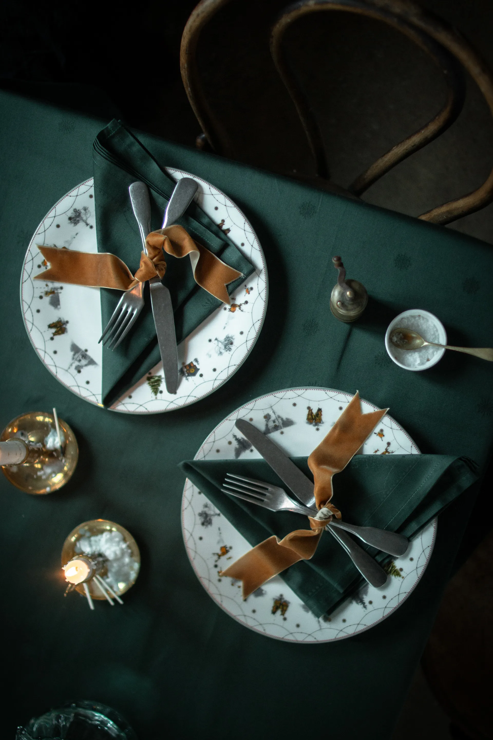 Jouluaamun kangaslautasliina 45x45 cm 2-pack, Valko-vihreä Wik & Walsøe