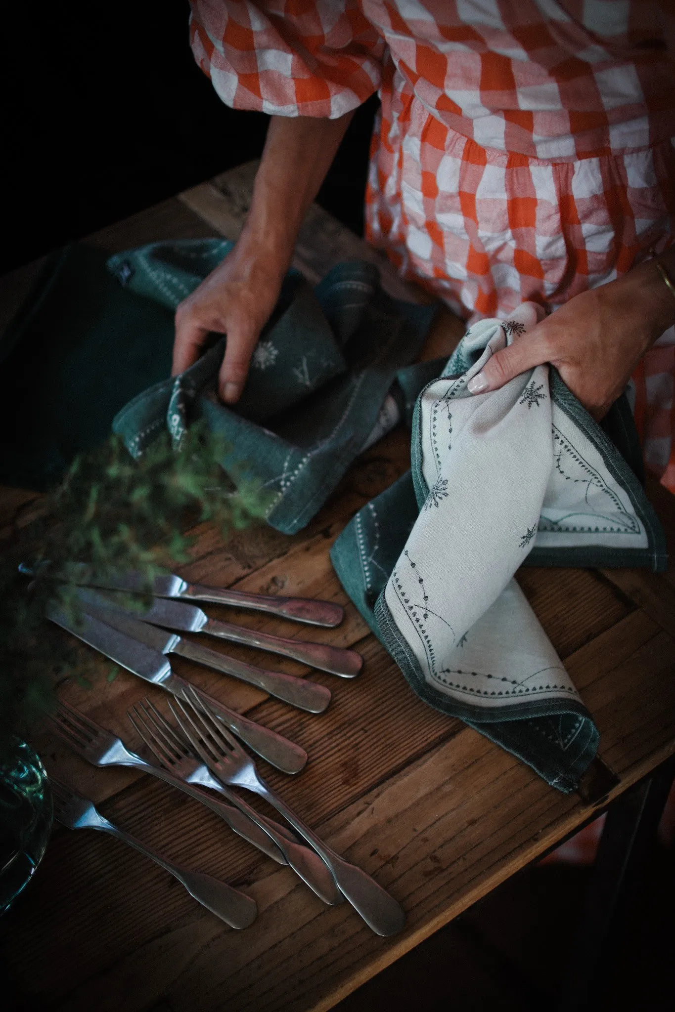 Jouluaamun keittiöpyyhe 50x70 cm, Valko-vihreä Wik & Walsøe