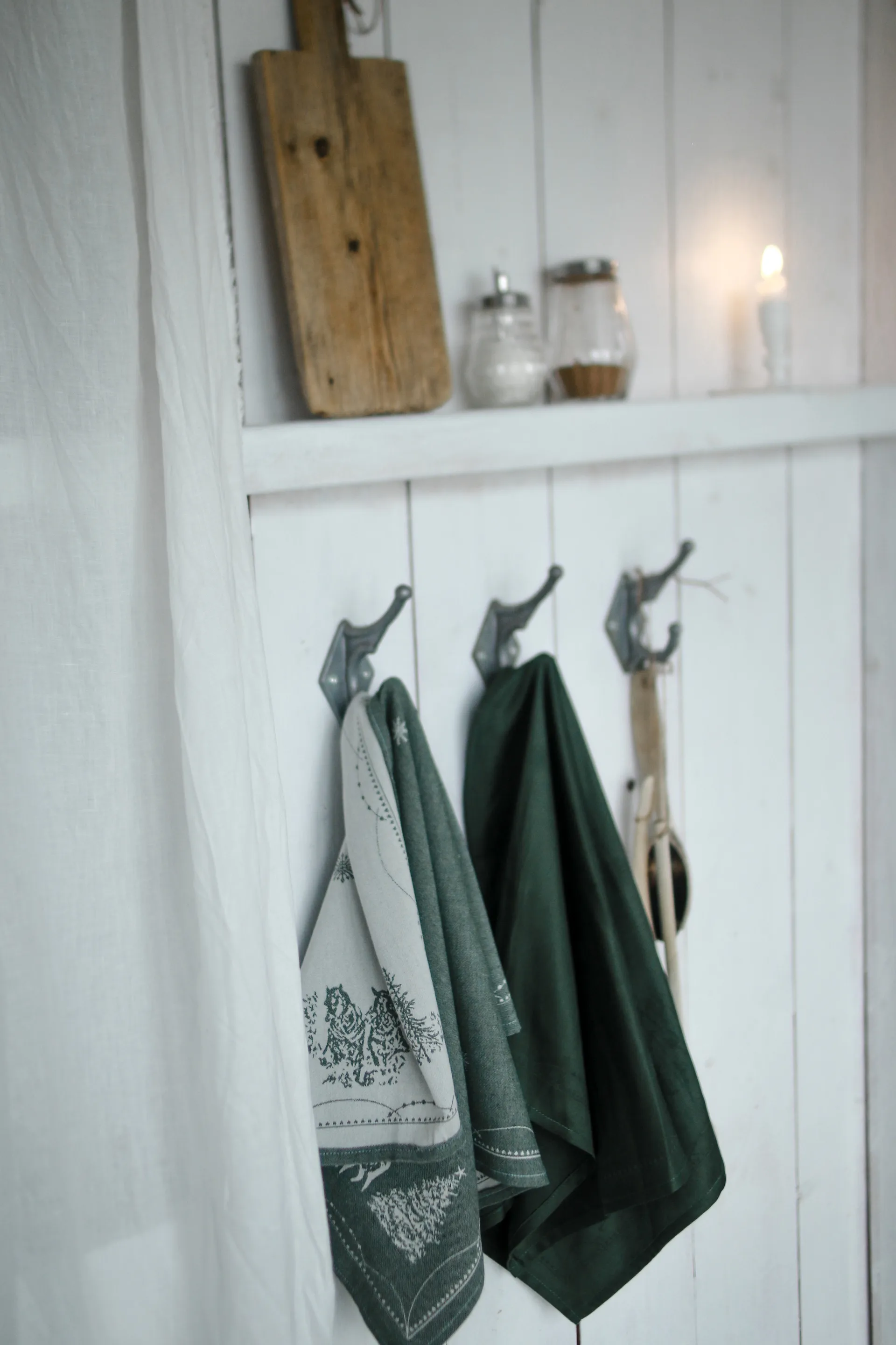 Jouluaamun keittiöpyyhe 50x70 cm, Valko-vihreä Wik & Walsøe