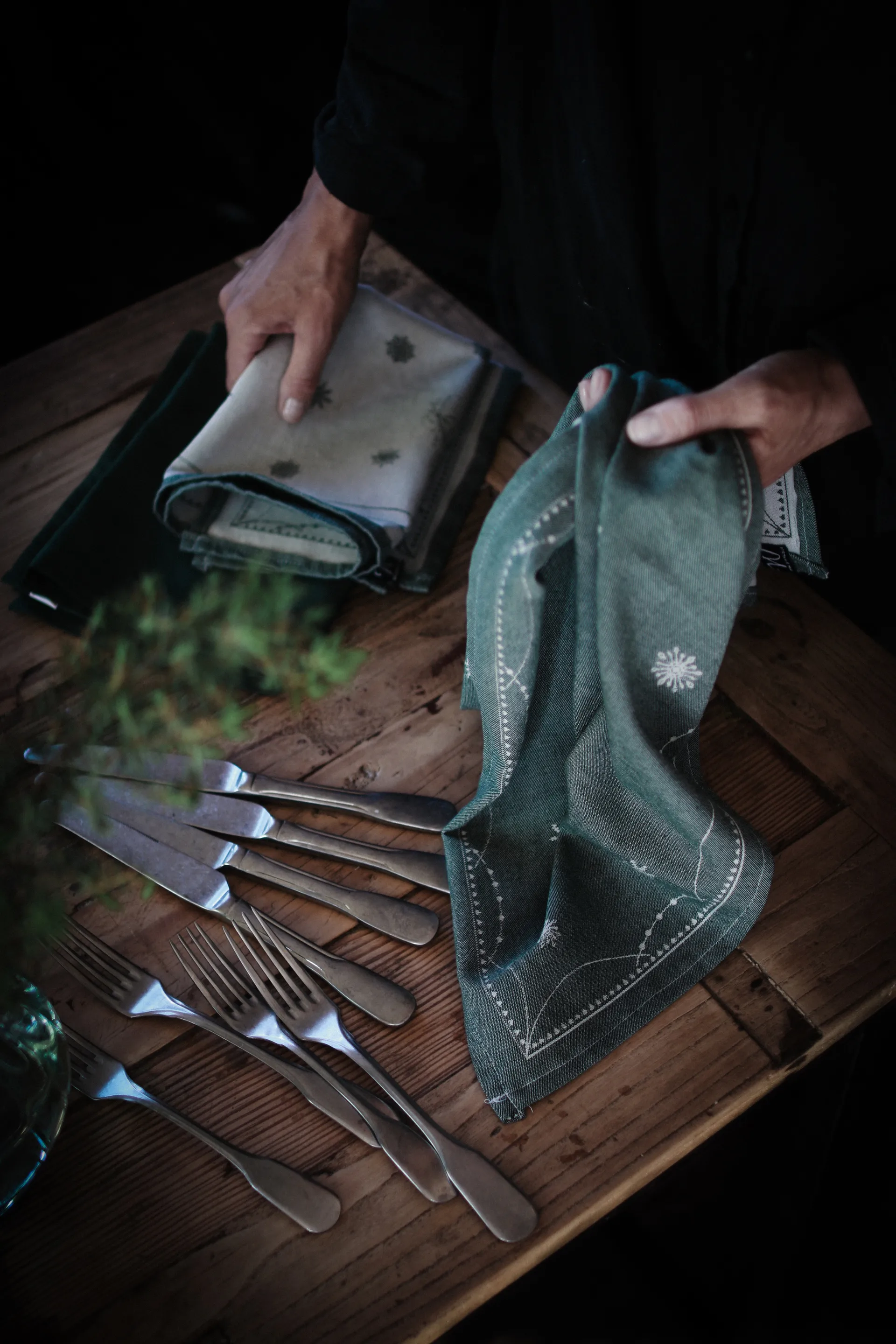 Jouluaamun keittiöpyyhe 50x70 cm, Valko-vihreä Wik & Walsøe