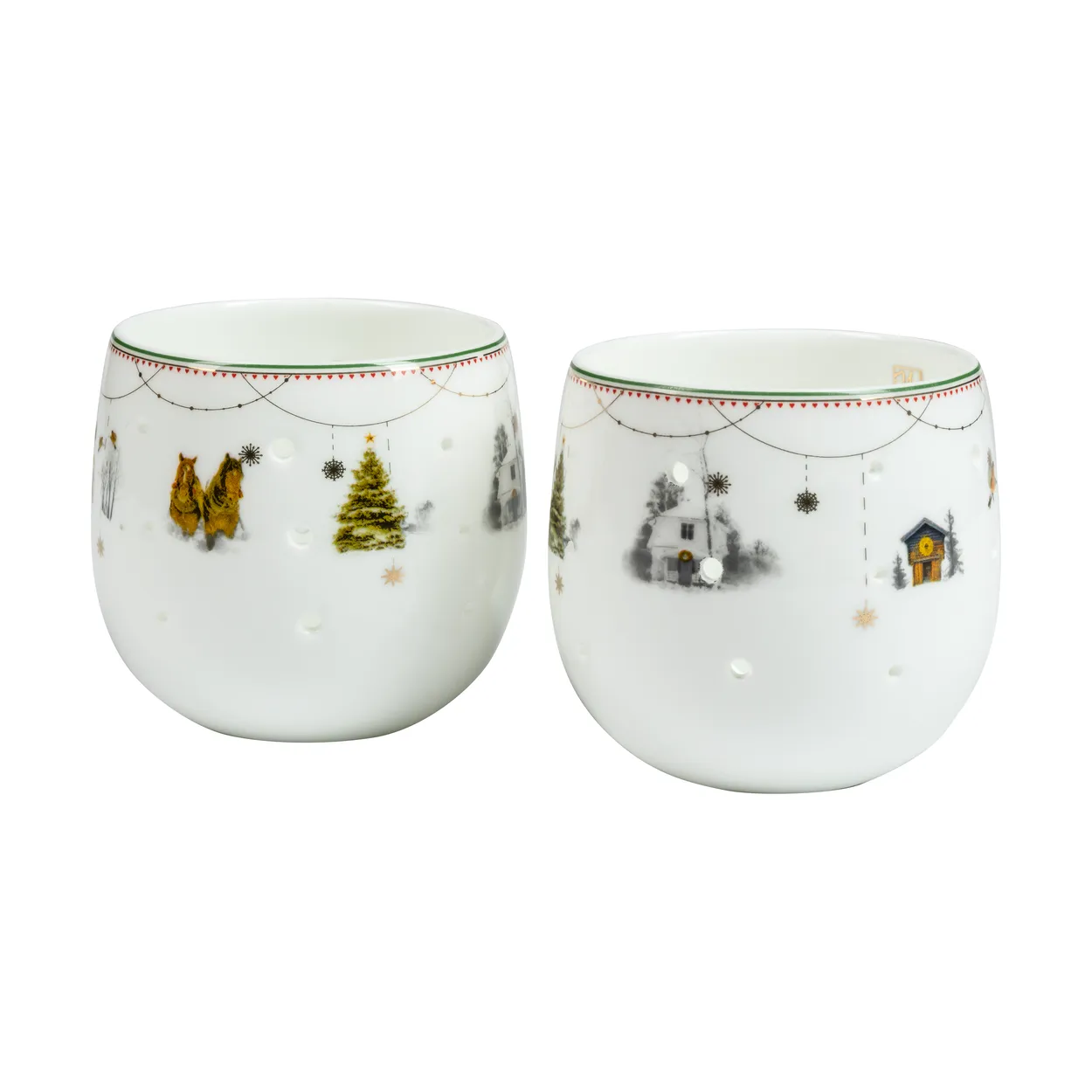 Wik & Walsøe Jouluaamun Story kynttilänjalat 2-pack Valkoinen