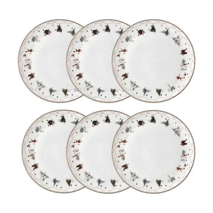 Julemorgen lautanen Ø20 cm 6-pakkaus - undefined - Wik & Walsøe