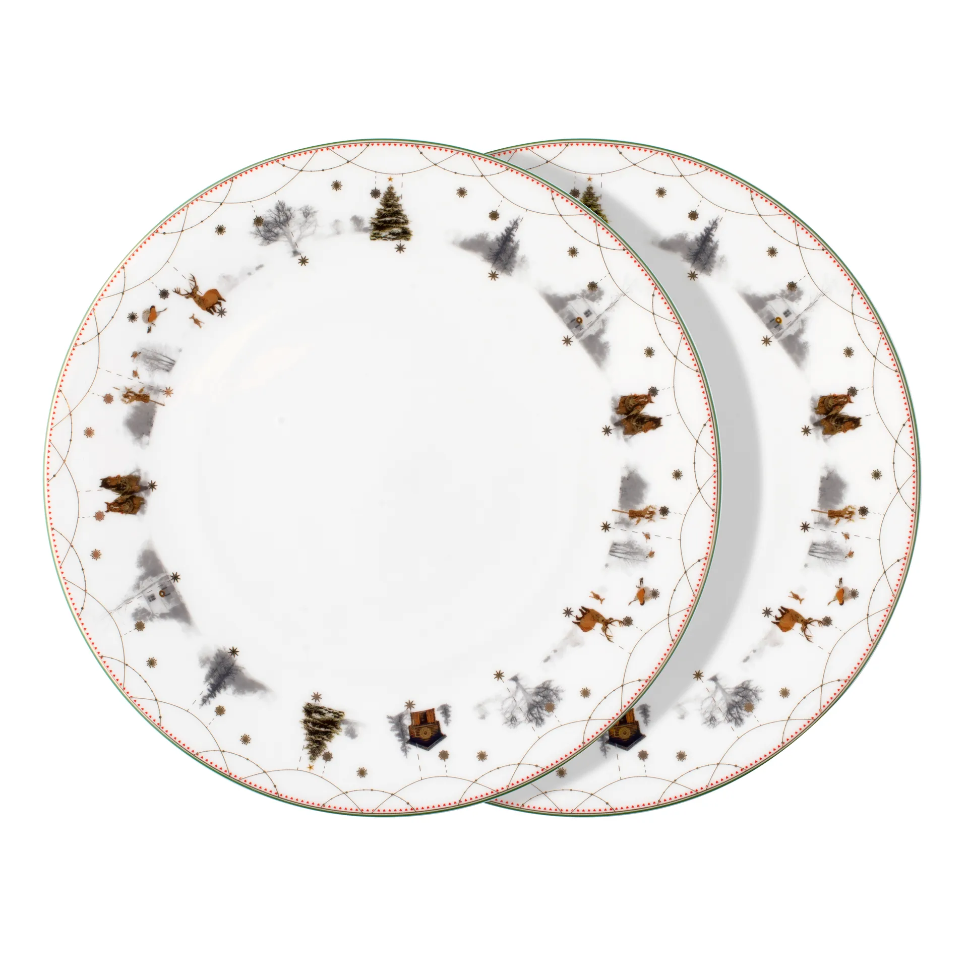 Julemorgen Story -lautanen 25 cm, 2-pakkaus, Valkoinen-multi Wik & Walsøe