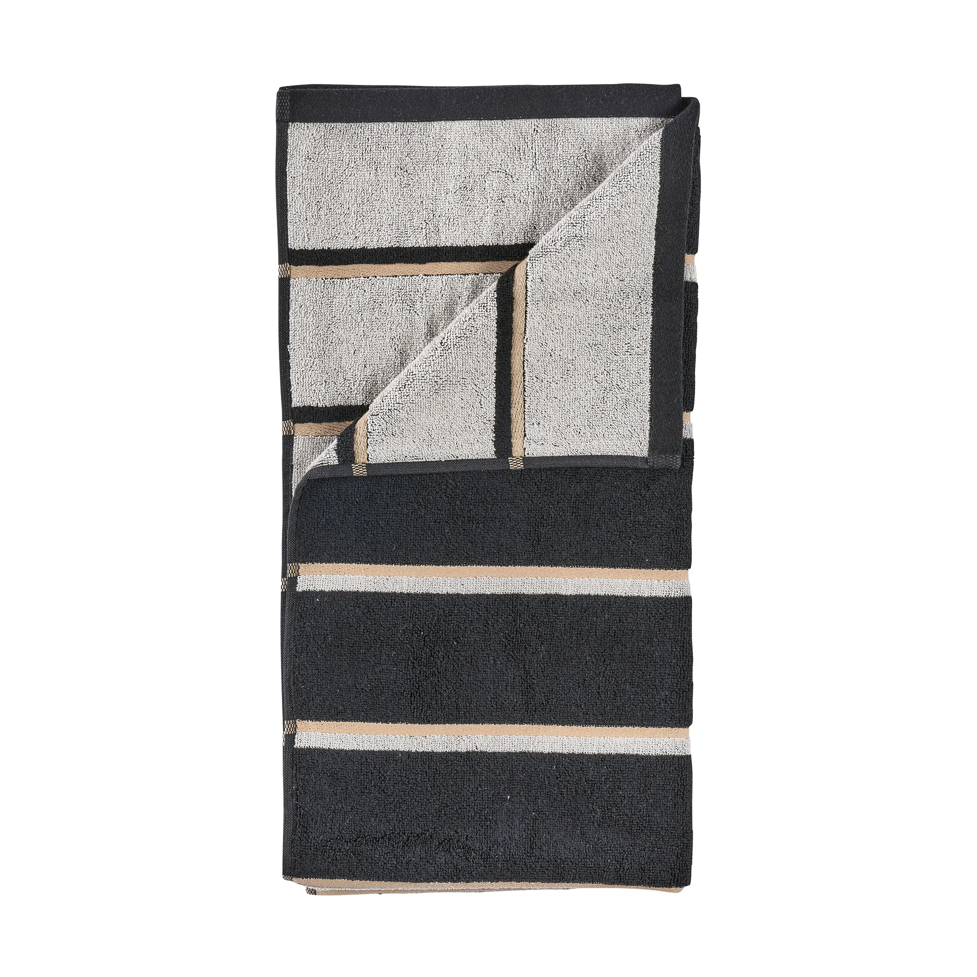 saunapyyhe, Black-soft grey-camel, 50x100 cm Zone Denmark