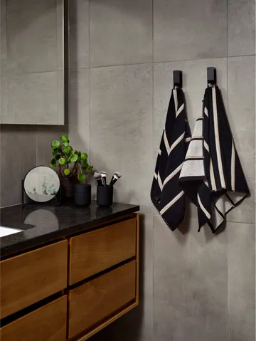saunapyyhe - Black-soft grey-camel, 50x100 cm - Zone Denmark