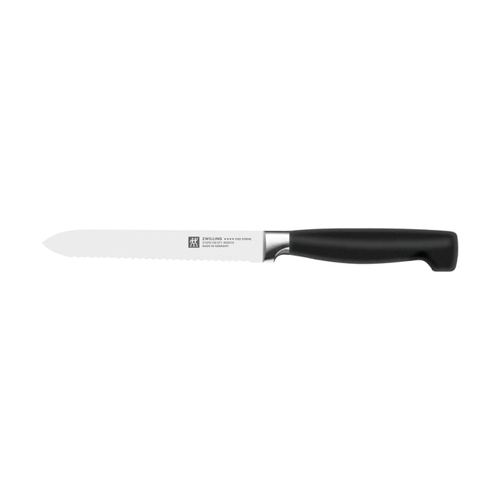 Zwilling Four star sahalaitainen yleisveitsi 13 cm - Musta-ruostumaton teräs - Zwilling